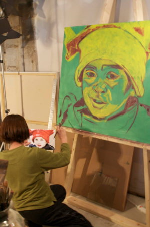 2014, Deb Maccagnano started painting "Tom Thumb" at the Bauhaus Wausau, WI *Photo credit: The Bauhaus 2014, Deb Maccagnano started painting "Tom Thumb" at the Bauhaus Wausau, WI *Photo credit: The Bauhaus