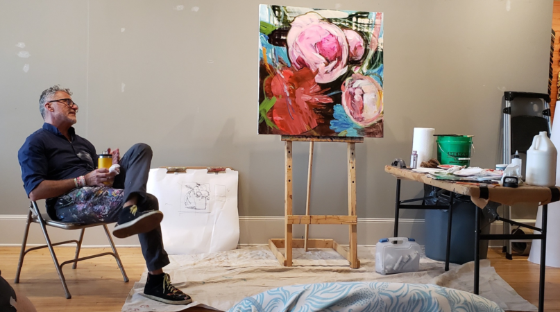 June 2023 Carmelo Blandino instructing us on floral paintings at D. Anthony Atelier in Downtown Wausau, WI. *Photo credit: Beau and Kara Lasiewicz June 2023 Carmelo Blandino instructing us on floral paintings at D. Anthony Atelier in Downtown Wausau, WI. *Photo credit: Beau and Kara Lasiewicz