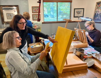 October 2025 Deb Maccagnano teaching oil painting process to art students. October 2025 Deb Maccagnano teaching oil painting process to art students.