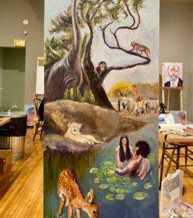 "6th Day of Creation" 24x58 Oil on Canvas 10/2023 By Deb Maccagnano Sold - St. Paul Church Wittenberg "6th Day of Creation" 24x58 Oil on Canvas 10/2023 By Deb Maccagnano Sold - St. Paul Church Wittenberg